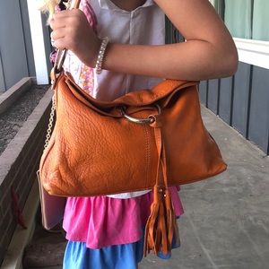 Alfani leather slouch purse with tassels